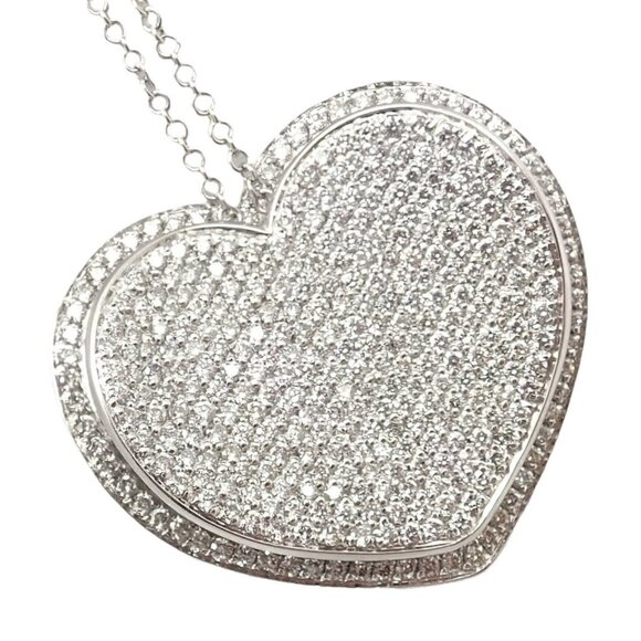 New! Authentic Pasquale Bruni 18k White Gold 2.02ct Pave Diamond Heart Necklace - Picture 16 of 16